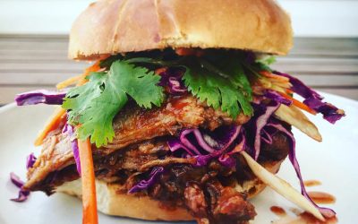 Pulled Pork Sandwich with Slaw and BBQ Sauce